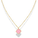 Pink Lucky Leaf Necklace 14K Gold Plated