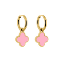 Pink Lucky Leaf Earrings 14K Gold Plated