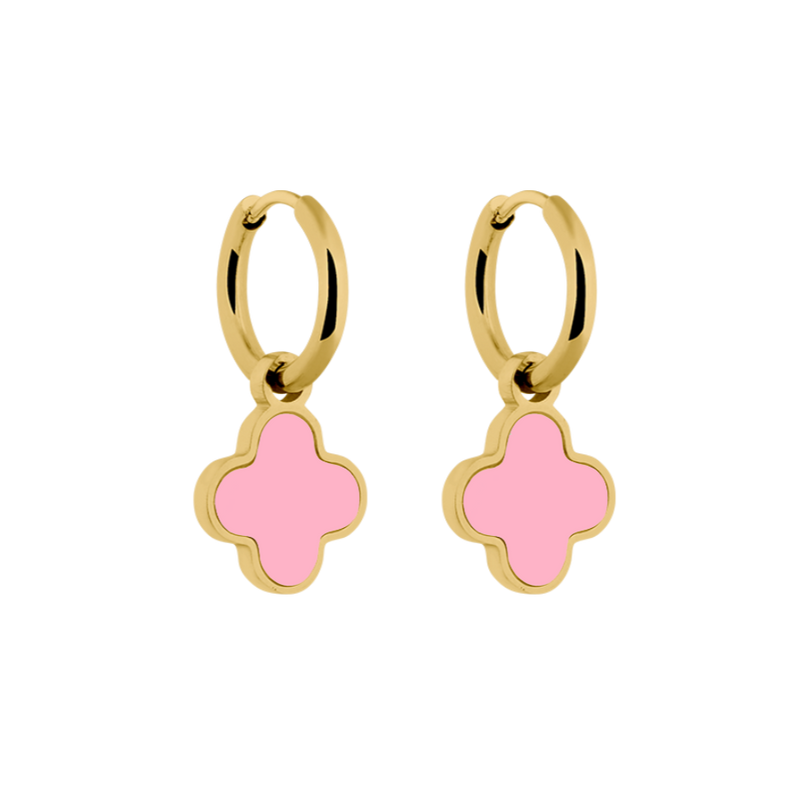 Pink Lucky Leaf Ohrringe 14K Vergoldet