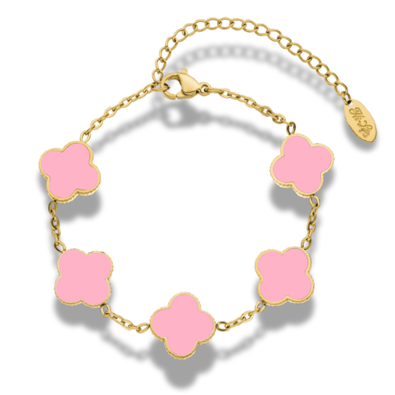 Pink Lucky Leaf Pink Abbaddon Armband 14K Vergoldet