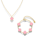 Pink Lucky Leaf Set 14K Gold Plated