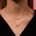 Pink Elegance Ribbon Kette 14K Vergoldet