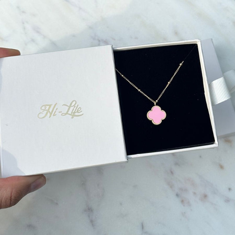 Pink Lucky Leaf Kette 14K Vergoldet