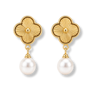 Precious Golden Lucky Leaf Pearl Ohrstecker 14K Vergoldet