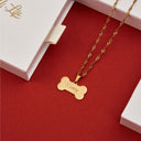 Puppy Engraved Necklace 14K Gold Plated