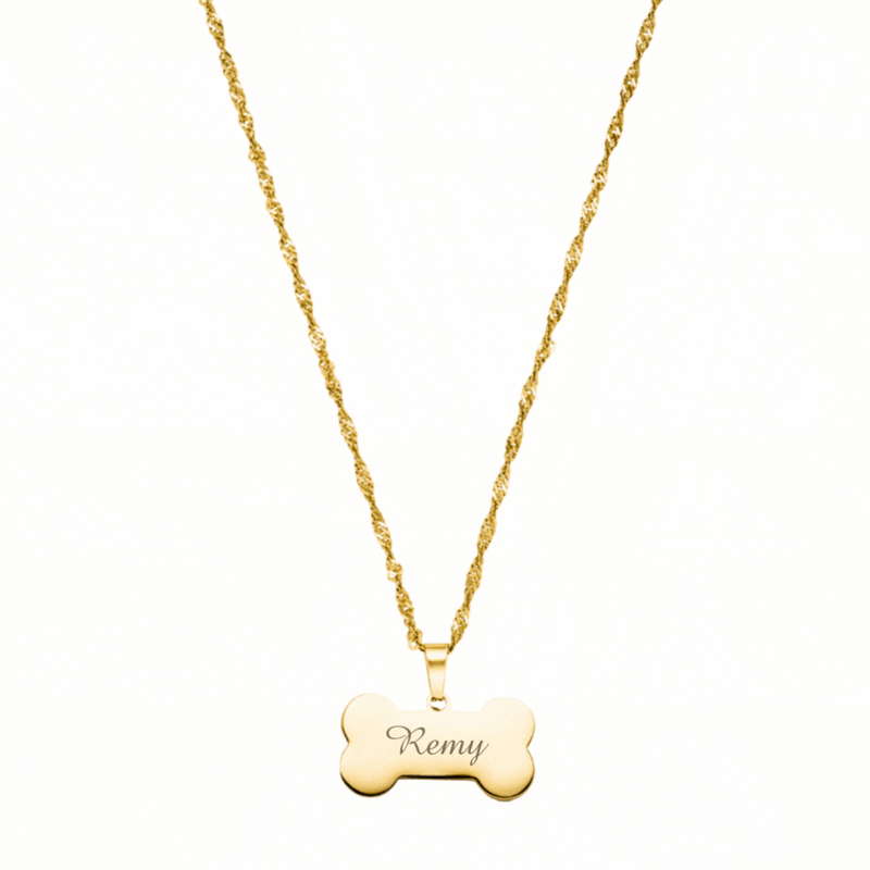 Puppy Engraved Necklace 14K Gold Plated