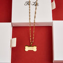 Puppy Engraved Necklace 14K Gold Plated