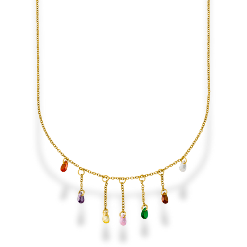Rainbow Crystal Kette 14K Vergoldet