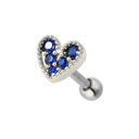 Sapphire Heart Ear Piercing 18K Gold Plated