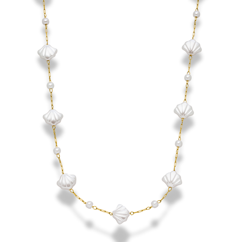 Shell Pearl Necklace 18K Gold Plated