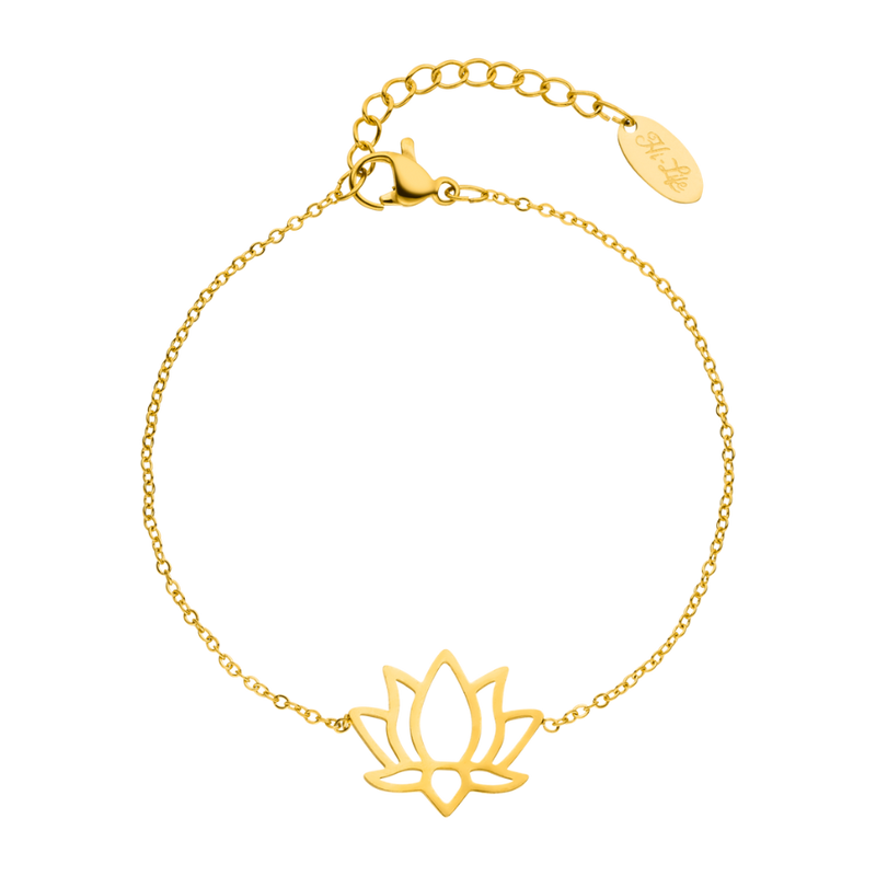 Bracelet Lotus Simple Plaqué Or 18 Carats