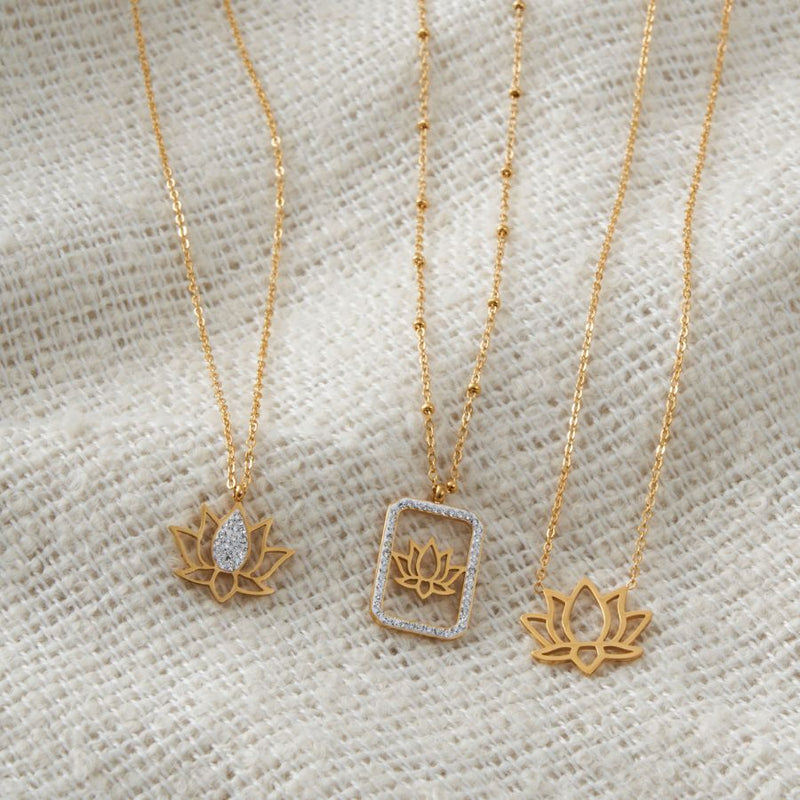 Heavenly Lotus Simple Necklace 18K Gold Plated
