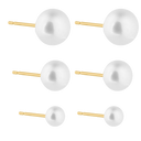 Ensemble de boucles d'oreilles à tige en perles simples plaqué or 18 carats