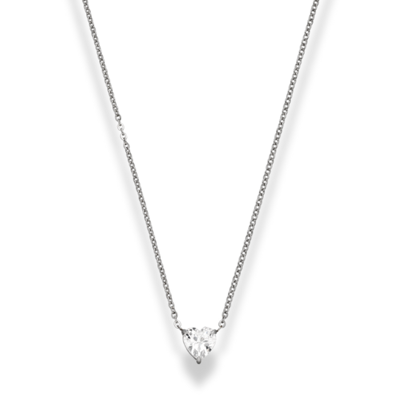 Simple Crystal Heart Necklace 14K Gold Plated