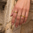 Simple Pave Wave Ring 14K Vergoldet