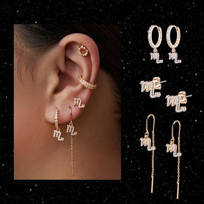 Scorpion - Boucles d'oreilles pendantes du zodiaque