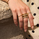 Slim Twin Pave Ring 14K Vergoldet