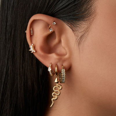 Baguette Hoop Stainless Steel Earrings Gold