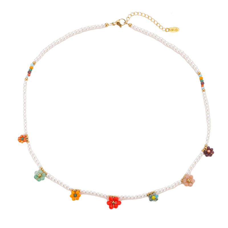 Sol Flower Pearl Necklace 14K Gold Plated