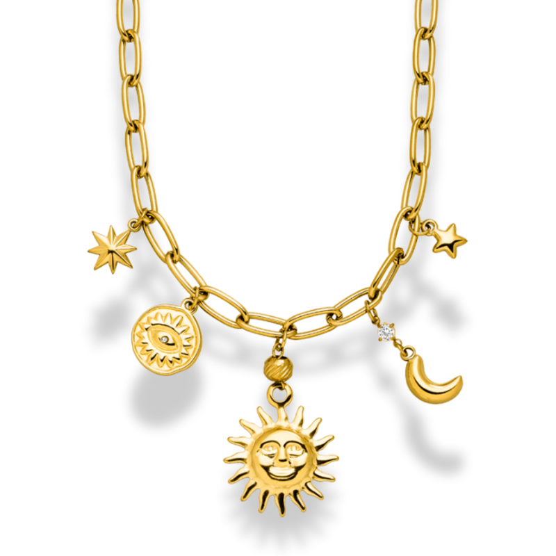 Sunny Pearl Charm Necklace 14K Gold Plated