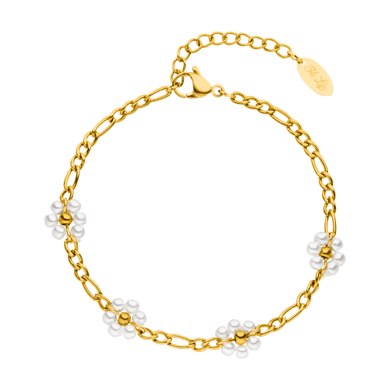 Sweet Life Pearl Flower Armband 14K Vergoldet