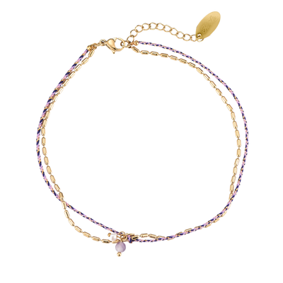 Bracelet de cheville violet Sweet Life plaqué or 14 carats