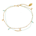 Sweet Life Turquoise Bead Anklet 14K Gold Plated