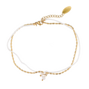 Bracelet de cheville blanc Sweet Life plaqué or 14 carats