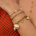 Sweet Life Pearl Flower Bracelet 14K Gold Plated
