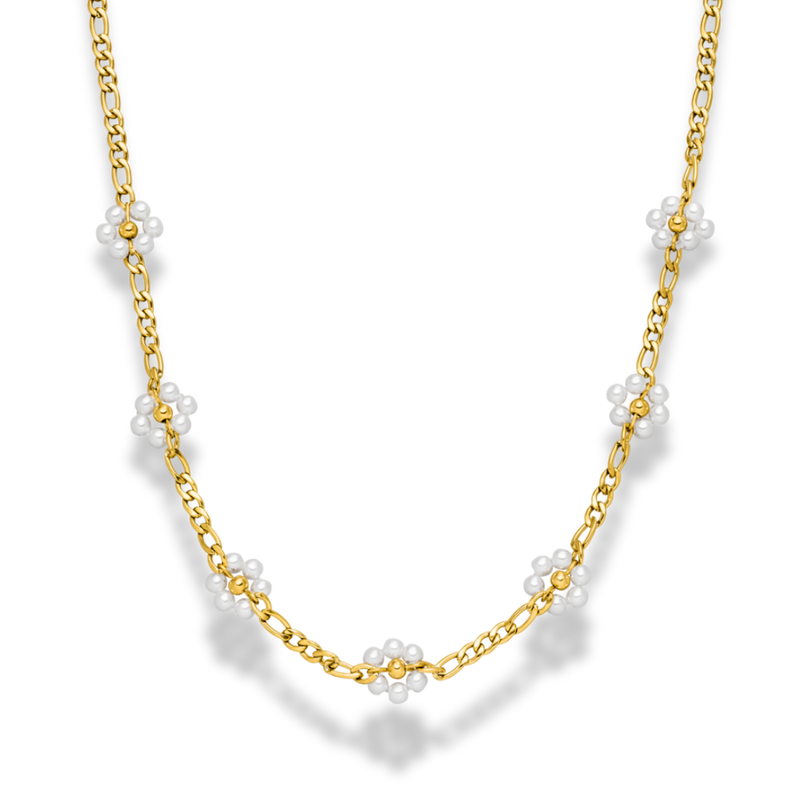 Collier de fleurs de perles Sweet Life plaqué or 14 carats