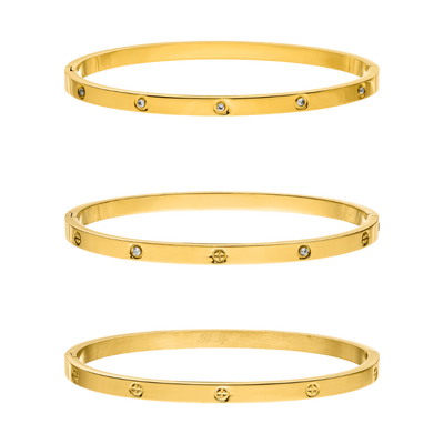 Ensemble de bracelets intemporels plaqué or 14 carats