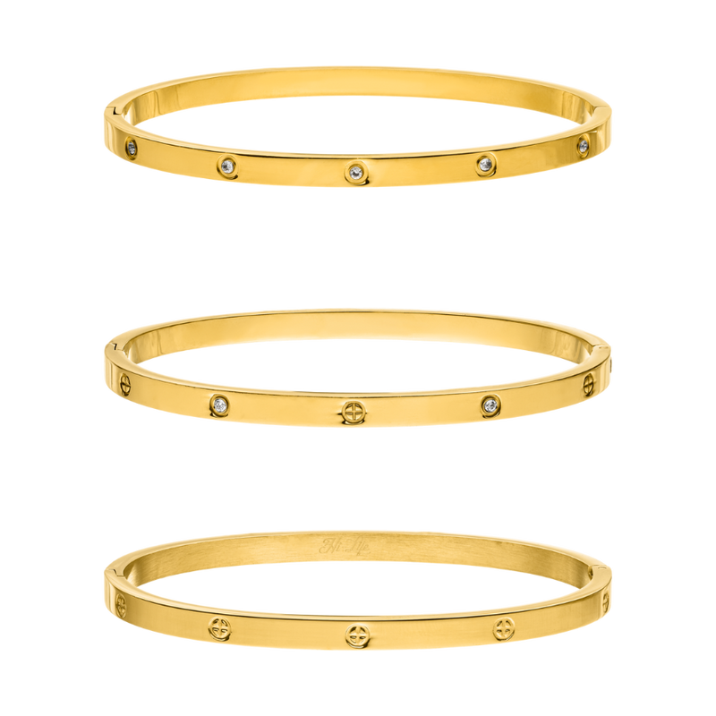 Ensemble de bracelets intemporels plaqué or 14 carats
