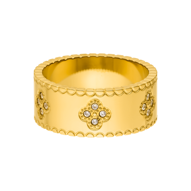 Timeless Pave Flower Ring 18K Vergoldet