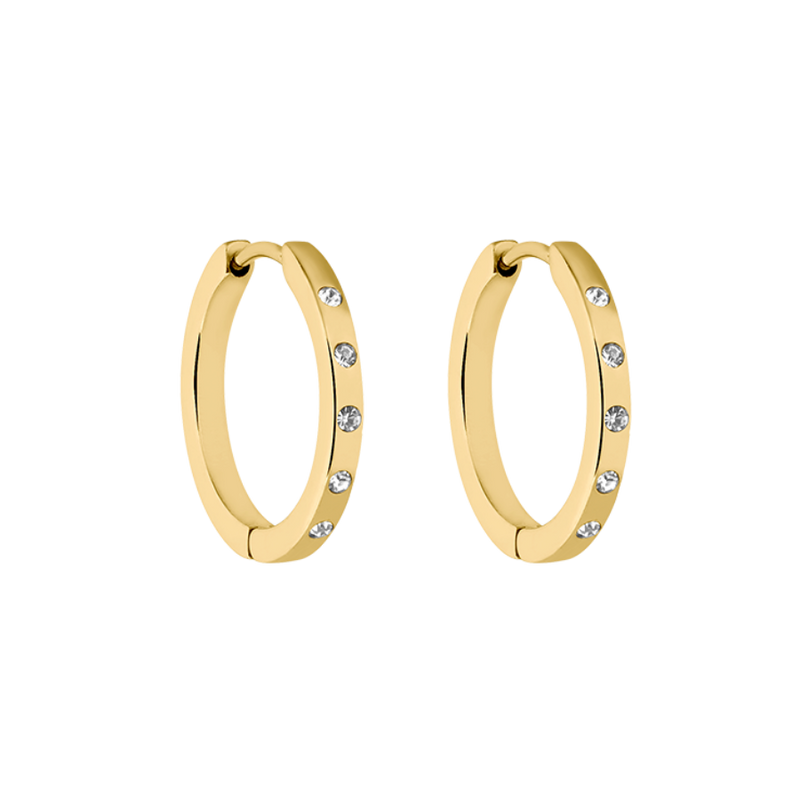 Timeless Stone Huggie Earrings 18K Gold Plated