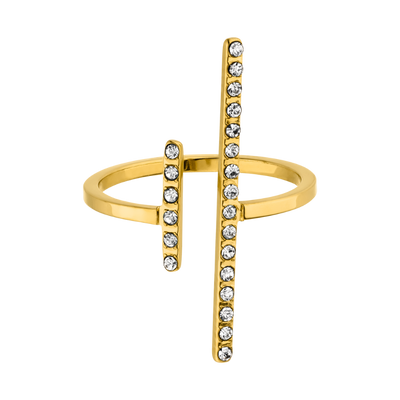 Timeless T Pave Ring 14K Gold Plated