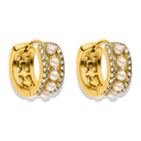Timeless Pave Pearl Huggie Hopps 14K Vergoldet