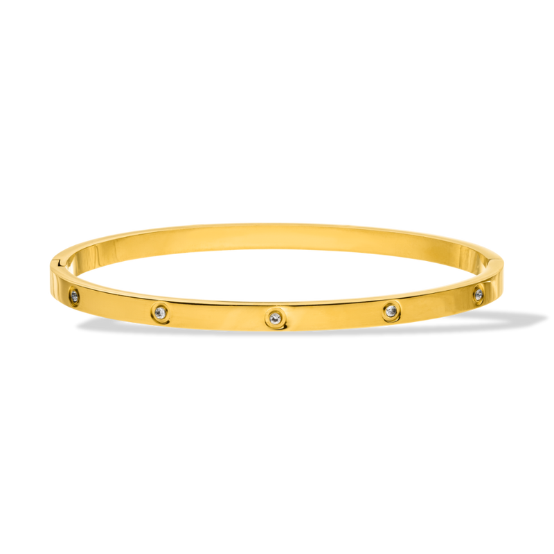 Timeless Stone Bangle 14K Gold Plated