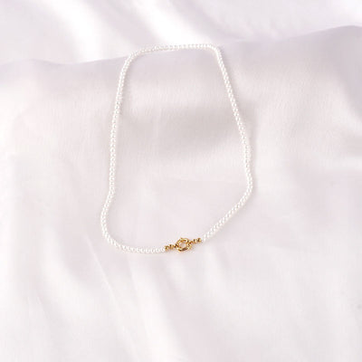 Tiny Pearl Necklace 14K Gold Plated