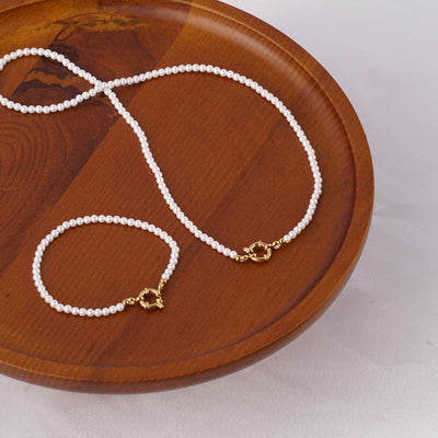 Tiny Pearl Necklace 14K Gold Plated