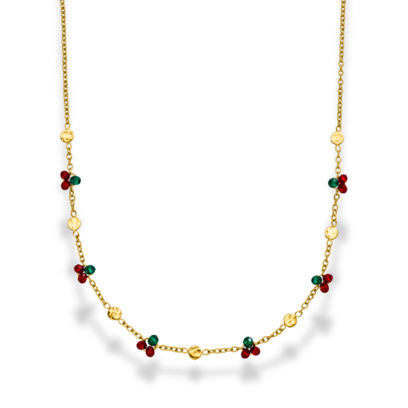 Tiny Cherry Beads Necklace 14K Gold Plated