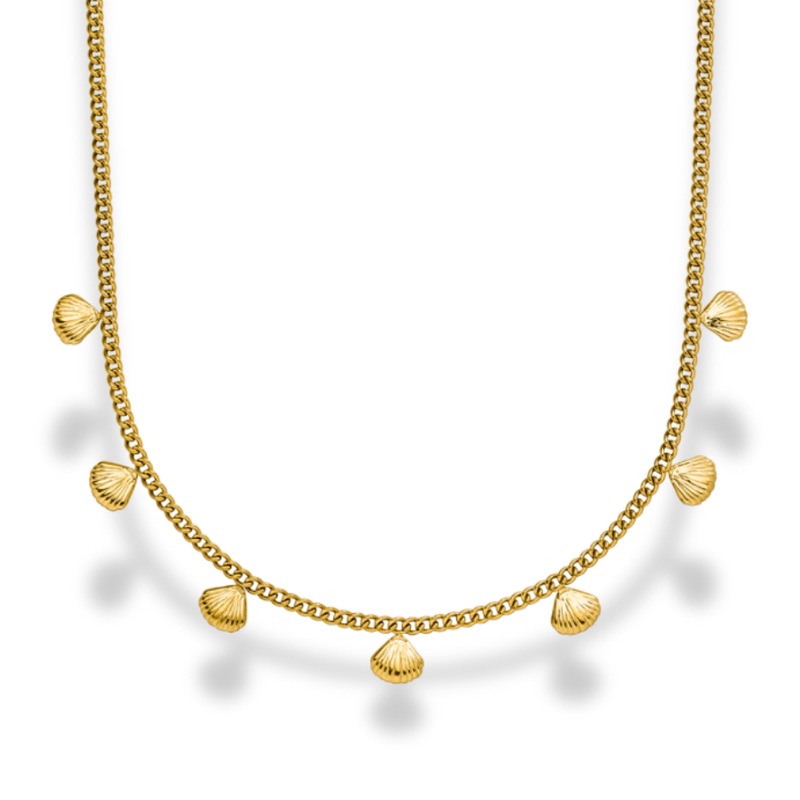 Tiny Golden Sea Shell Necklace 14K Gold Plated