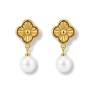 Tiny Precious Golden Lucky Leaf Pearl Ohrstecker 14K Vergoldet
