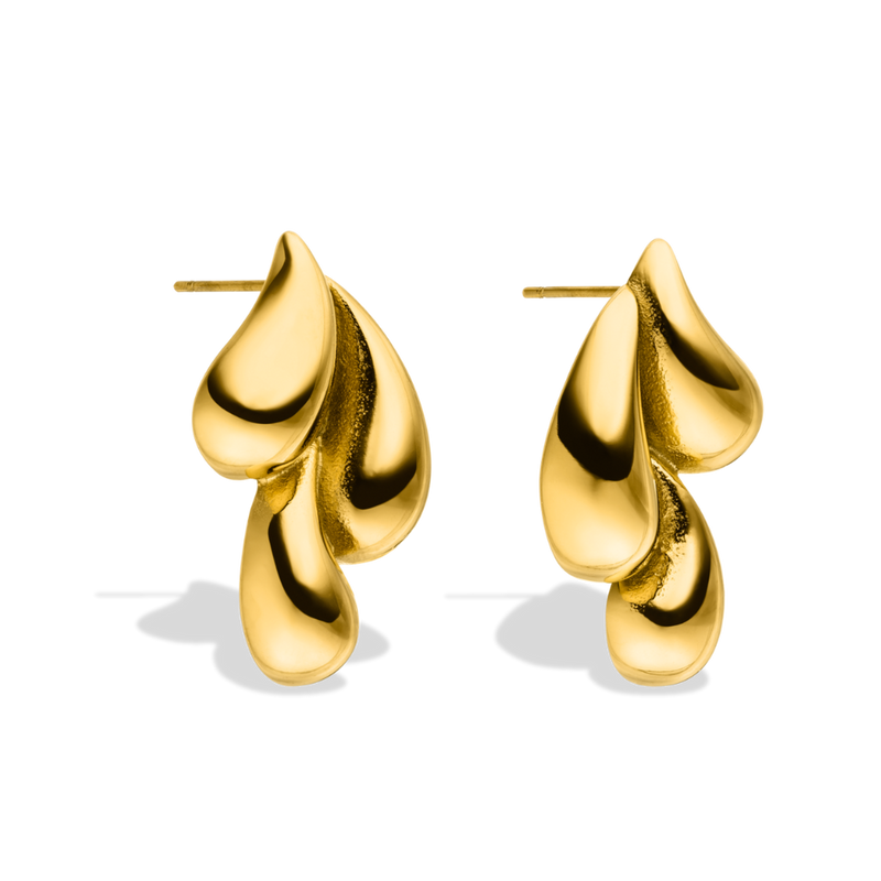 Triple Drop Earrings 14K Gold Plated