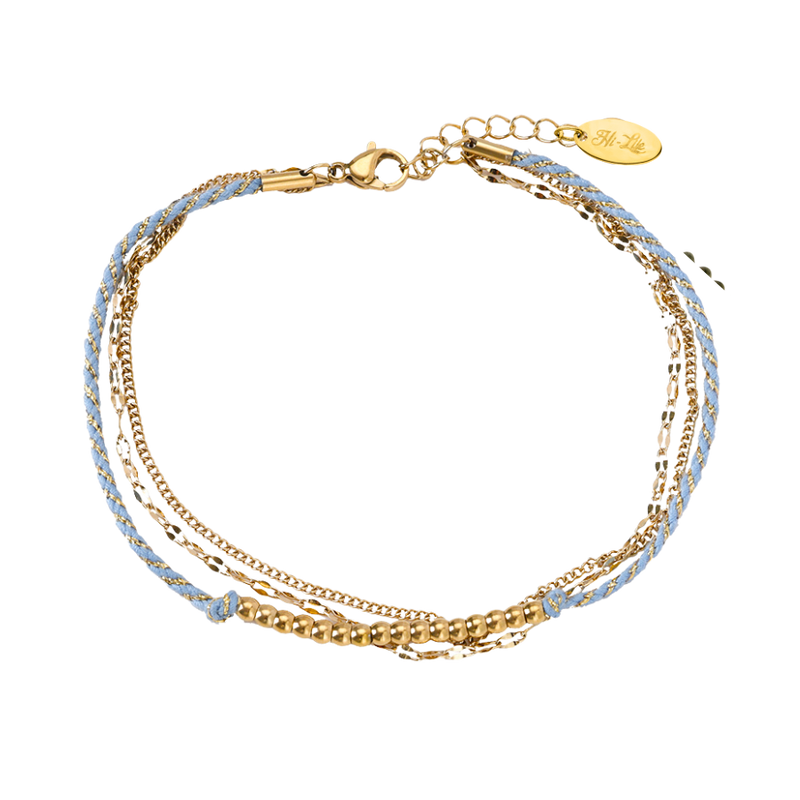 Triple Layer Sol Anklet 14K Gold Plated