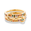 Triple Multicolor Infinity Flow Ring 14K Vergoldet