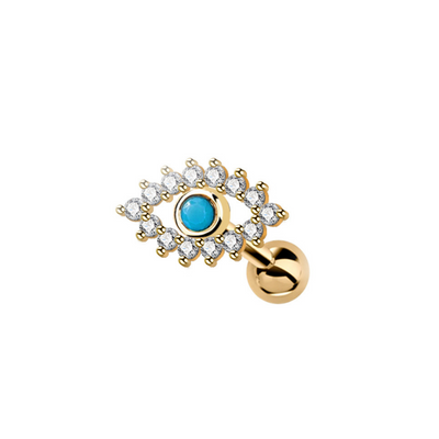 Piercing Oreille Oeil Turquoise Or