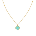 Turquoise Lucky Leaf Necklace 14K Gold Plated