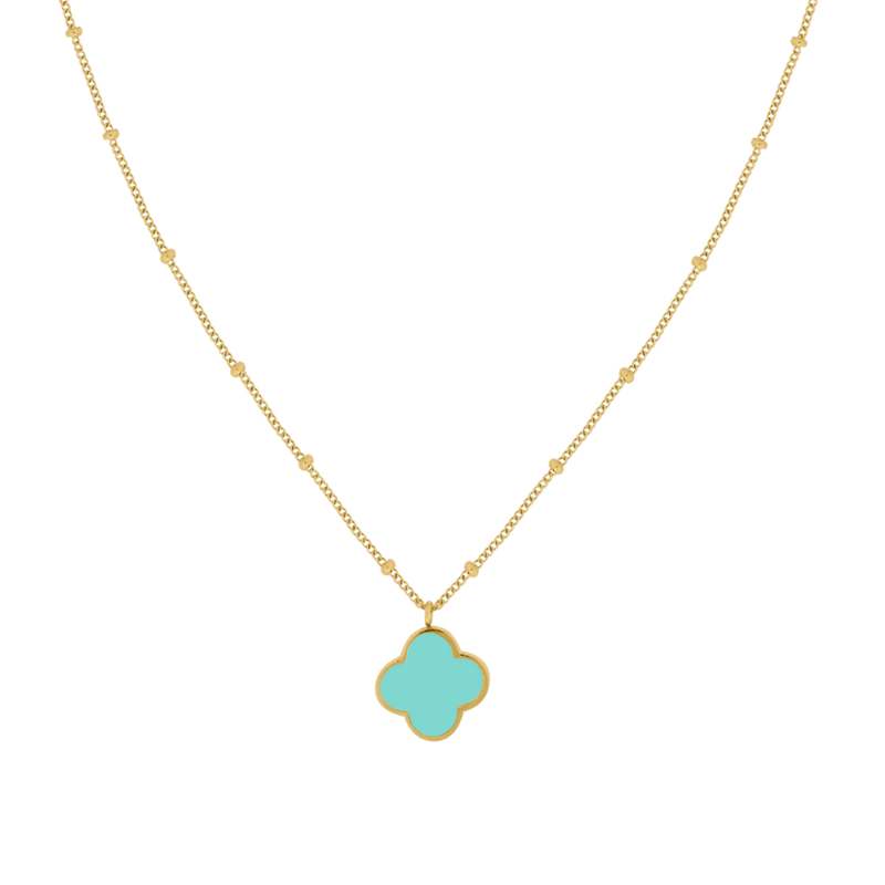 Turquoise Lucky Leaf Necklace 14K Gold Plated