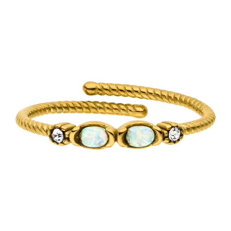 Twin Opal Ring 14K Vergoldet