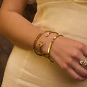 Twin Golden Lucky Leaf Armreif 14K Vergoldet